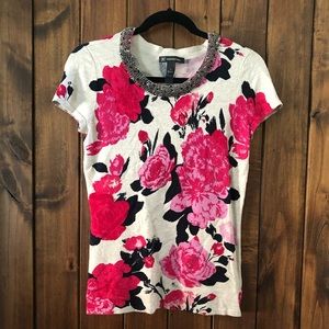 INC Shortsleeve Sweater with Beaded Colar